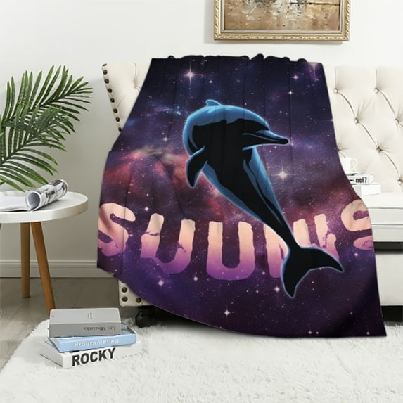 ONETECH Dolphin Blanket Gifts Cute Throw Blanket for Adults, Kids - Black Soft Plush Blankets for Couch, Sofa