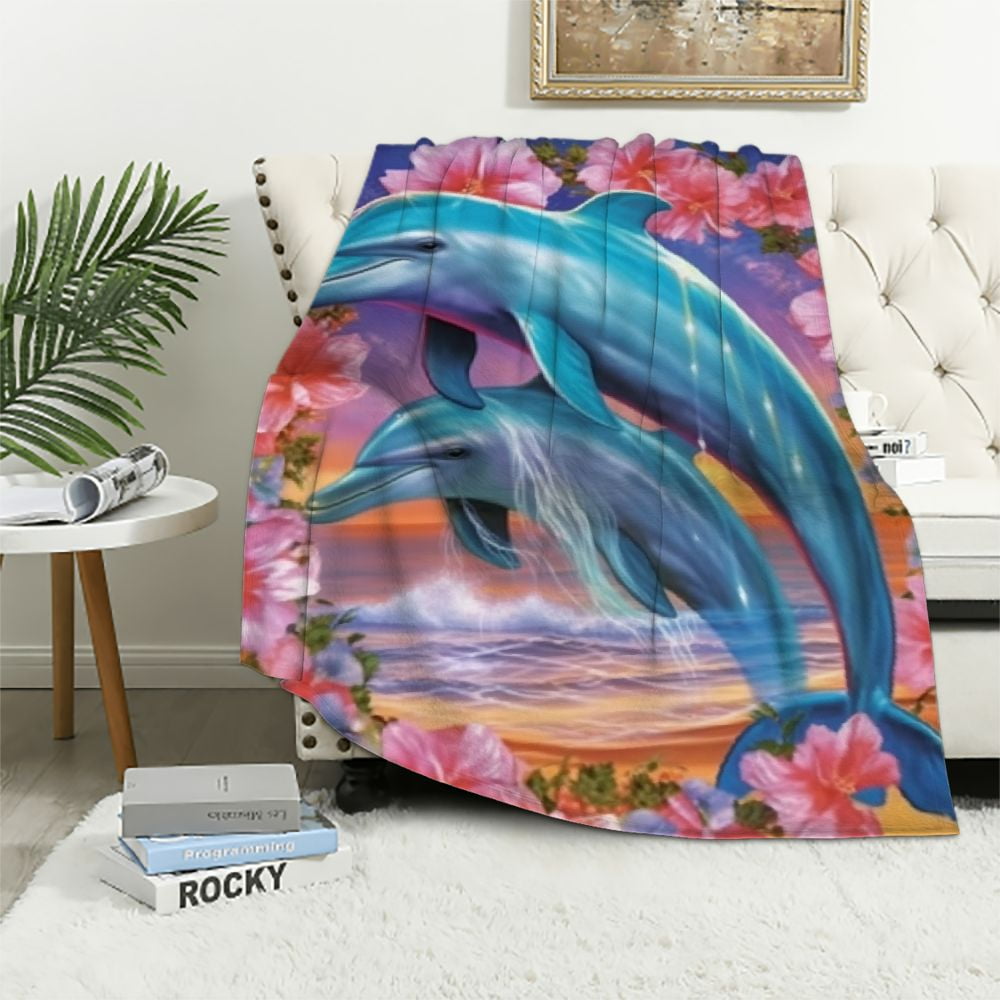 Dolphin Blanket Ocean Animals Throw Blanket Soft Warm Just A