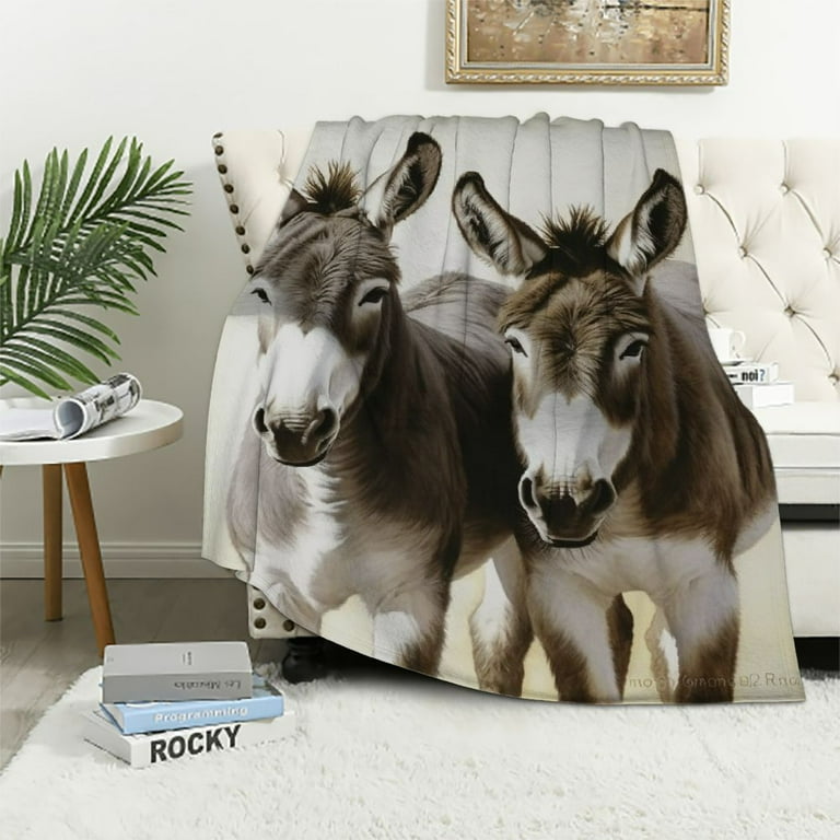 ONETECH Donkeys Blanket Cute Animals Blanket Soft Fuzzy Plush Throw Blankets for Couch Bed
