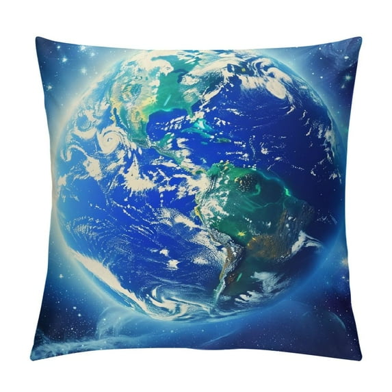 FUMJ Earth Throw Pillow Covers,Blue Earth Abstract Pillow Covers, Decorative Retro Aesthetic Lumbar Cushion Case Pillowcase for Couch Sofa