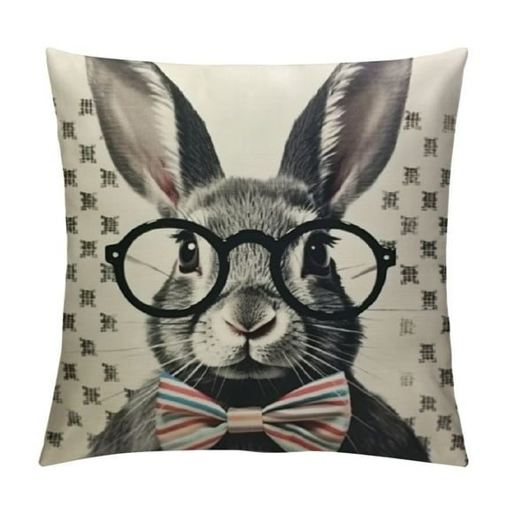 ONETECH Easter Decorations Throw Pillow Cover Farmhouse Decorative Pillows Rabbits Home Décor Rustic for Spring Easter