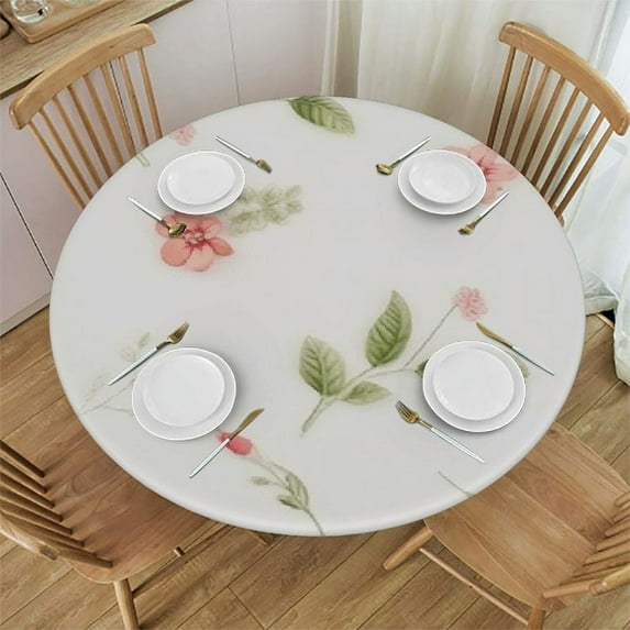 ONETECH Easter Tablecloth Round,Spring Flower Buffalo Plaid Bunny Ear Table Cover Easter Bunny Table Cloths Polyester Waterproof Polyester for Table Cover Kitchen Party Dining Picnic Decoration
