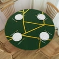 thumbnail image 1 of ONETECH Efavormart  Hunter Emerald Green Polyester Tablecloth with Gold Foil Geometric Pattern, 1 of 7
