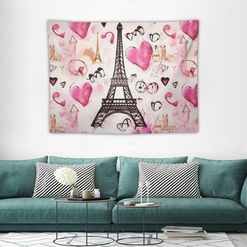 Eiffel Tower Kids Tapestry,Paris Architecture Graffiti Wall