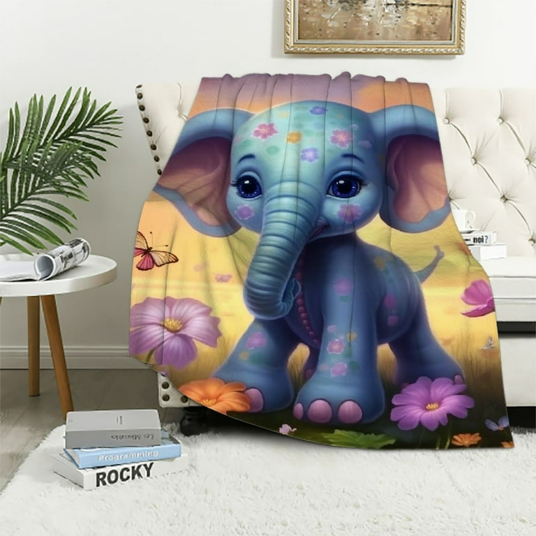ONETECH Elephant Blanket Elephant Gifts for Girls Cute Little Elephant Throw Blanket for Kids Adults Soft Warm Cozy Blanket for Couch Sofa Bed Walmart