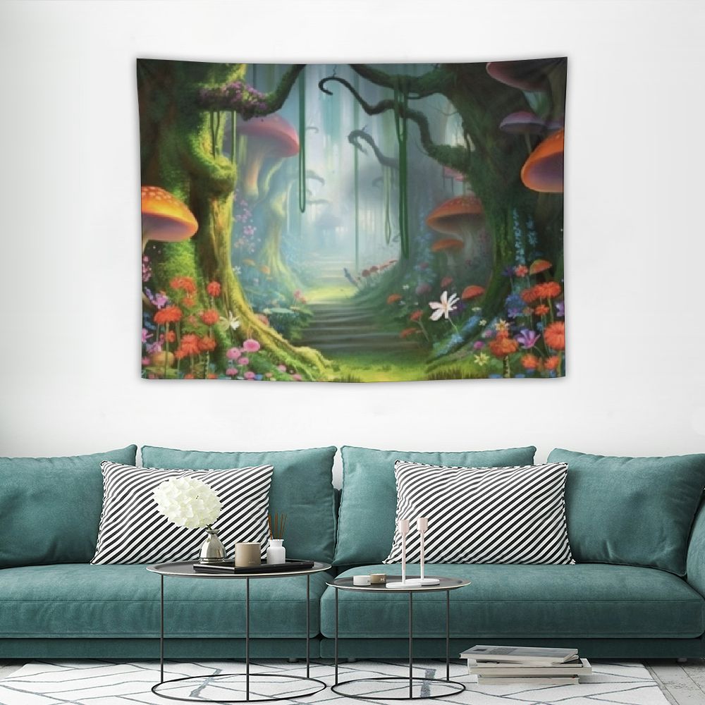 ONETECH - Enchanted Forest Backdrop Wallpaper Dream Tree Mushroom House ...
