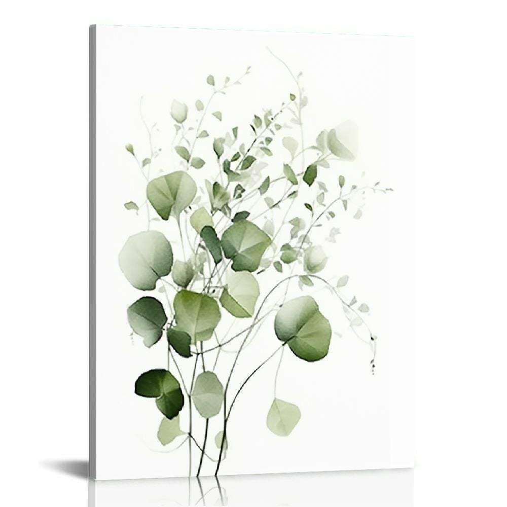 ONETECH FRAMED Botanical Plant Wall Art, Green Eucalyptus Leaf Picture ...