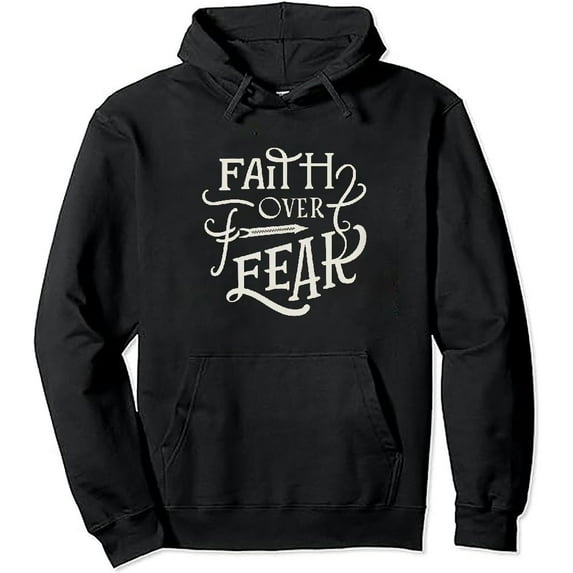 ONETECH Faith over fear, aesthetic christian words on back Pullover Hoodie