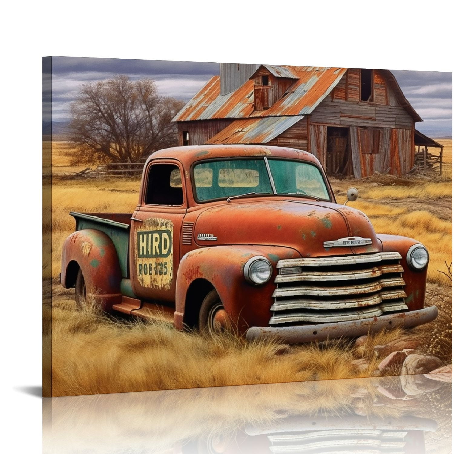 Farmhouse Barn Wall Art, Old Truck Wall Art, Farmhouse Canvas Wall Art, Vintage Truck
