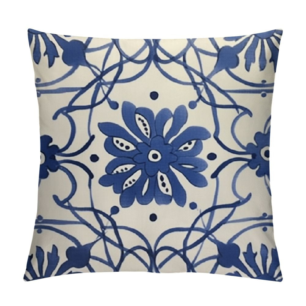 ONETECH Farmhouse Christmas Pillow Covers 18x18 Chinoiserie Blue and