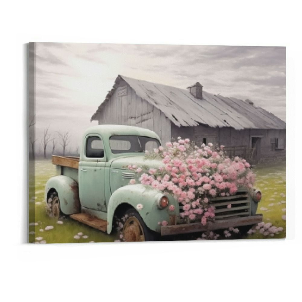 Farmhouse Truck Wall Art Old Truck Canvas Prints, Barn