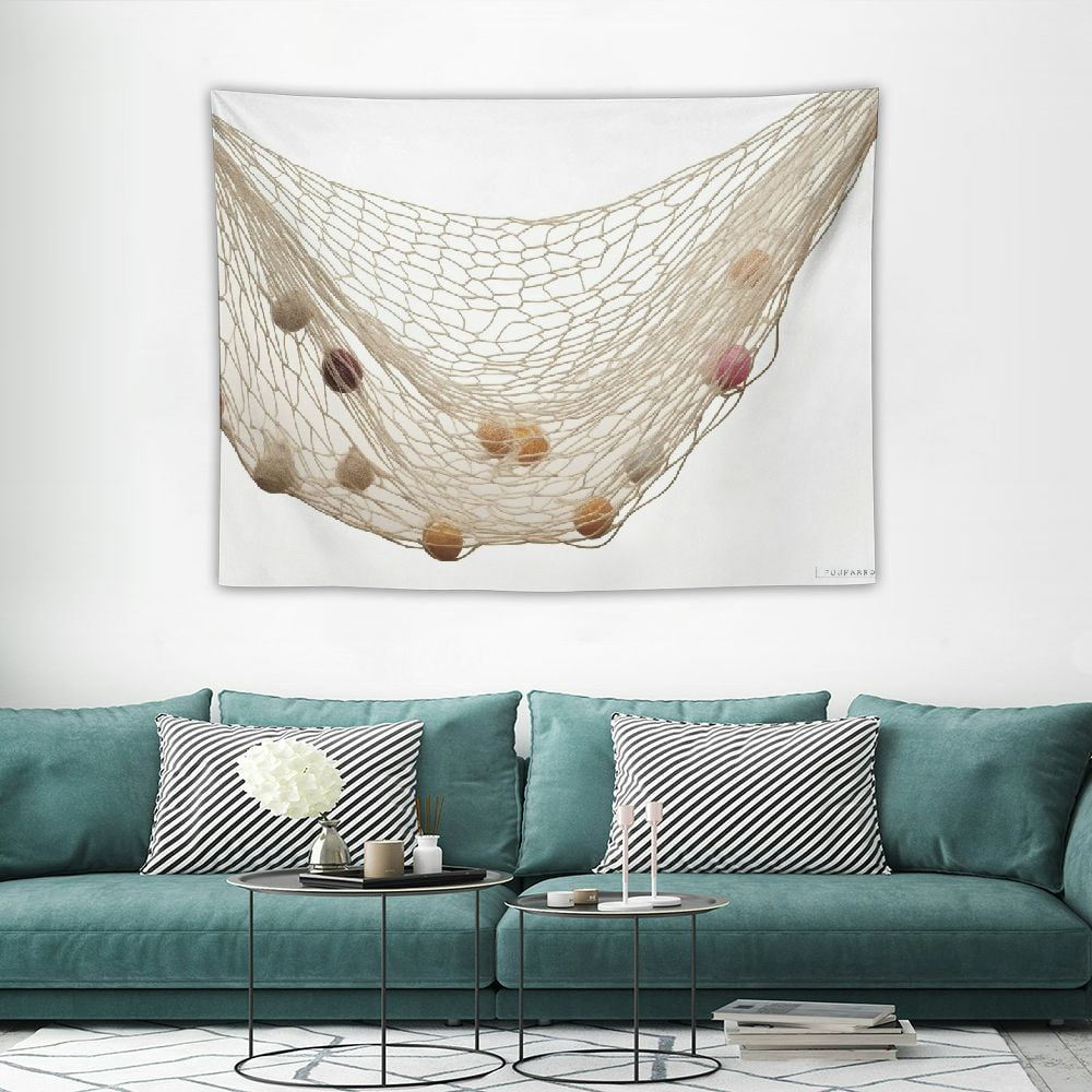 Fish Net Wall Decor with Shells Fishing Net Decorative