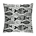 thumbnail image 1 of ONETECH Fish Throw Pillow Cushion Cover, Minimalist Fish with Pared Down Dots and Stripped Lines Sea Animal Image, Decorative Square  Pillow Case, 1 of 5