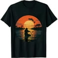 thumbnail image 1 of ONETECH Fisherman Sunset catching a fish, & view beneath the water T-Shirt, 1 of 3