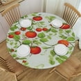thumbnail image 1 of ONETECH  Fitted Elastic No-Slip Fit Table Cover with Soft Flannel Backing, Apples, Round, 1 of 7