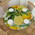 thumbnail image 1 of ONETECH Fitted Round Tablecloth with Elastic Edge Spill Oil-Proof Waterproof Wipeable Fresh Lemons Table Cloth Polyester Cover for Kitchen Dining Party up to Diameter, 1 of 7