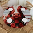 thumbnail image 1 of ONETECH Fitted Table Round Cover Elastic Edged Tablecloth,Christmas Farm Rooster Pig Cow Circle Tables Cover Waterproof Wipeable Tabletop Protector Cloth for Dinner Party Retro Wood Buffalo Black, 1 of 7