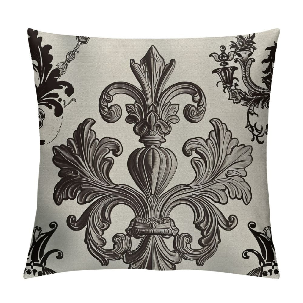 ONETECH Fleur De Lis Throw Pillow Cushion Cover, Heraldic Pattern with ...