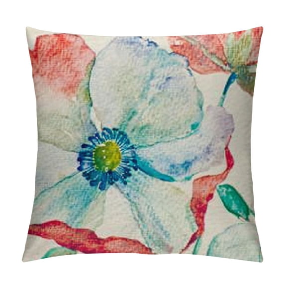 ONETECH Floral Outdoor Lumbar Throw Pillow Covers Pink Green Colorful Lotus Flower Decorative Lumbar Pillows for Garden Porch and Patio Furniture