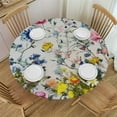 thumbnail image 1 of ONETECH Floral Tablecloth Round Flowers Print Spring Summer Table cover Rustic Butterfly Table Cloth With Resistant For Kitchen Holiday Picnic Party Dinner Room Patio Indoor Outdoor Decor, 1 of 7