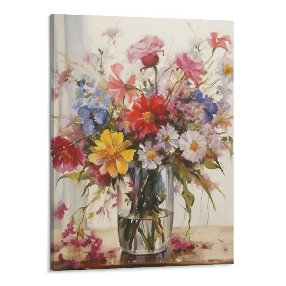 ONETECH Floral Wall Art Decor Daisy Canvas Wall Art Painting Prints ...
