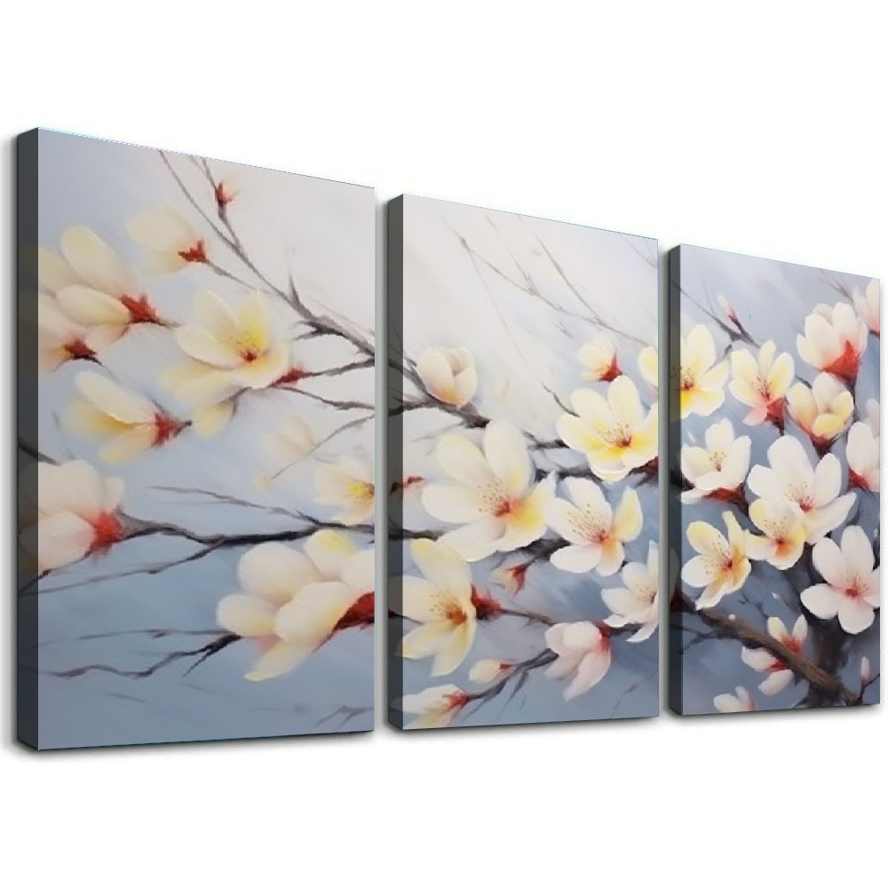 ONETECH Floral Wall Art Painting Decor for Living Room Pink Blooming ...