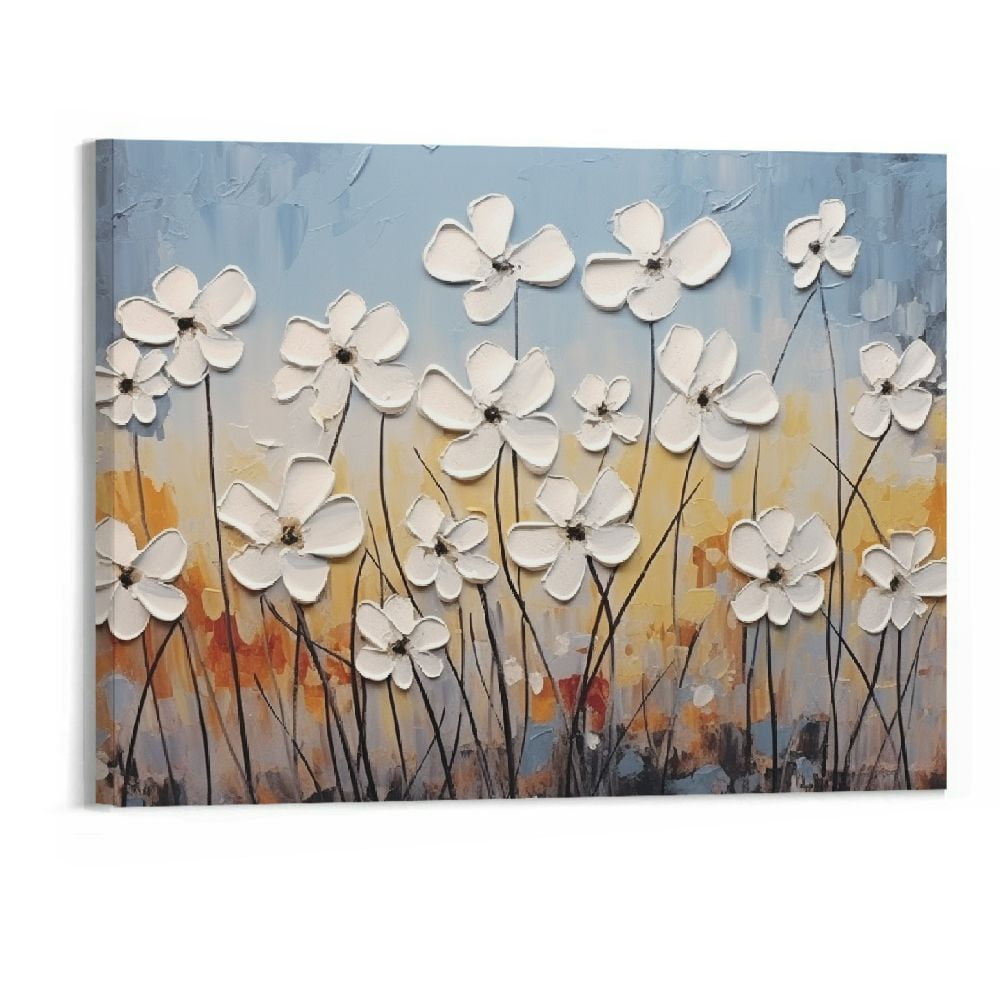 ONETECH Flower Canvas Wall Art with 3D Hand Painted Textured Modern ...