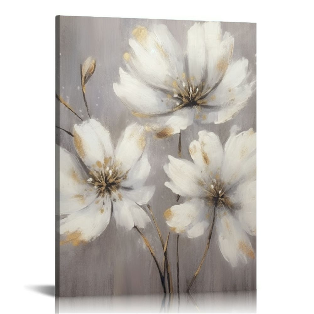 ONETECH Flower Wall Art Canvas Decor: Abstract Floral Painted Painting ...