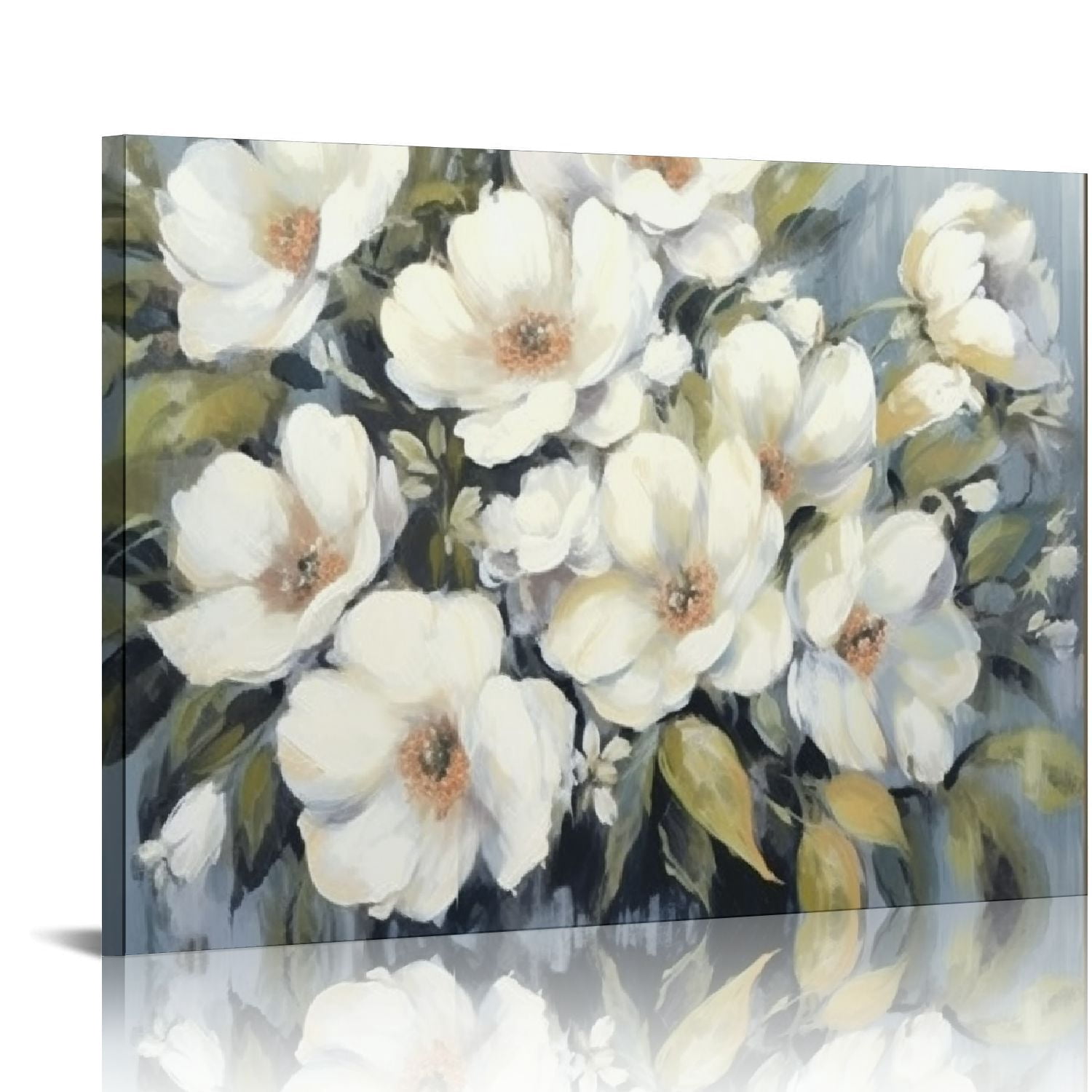 ONETECH Flowers Blooming Wall Art Framed - White Abstract Nature Floral ...