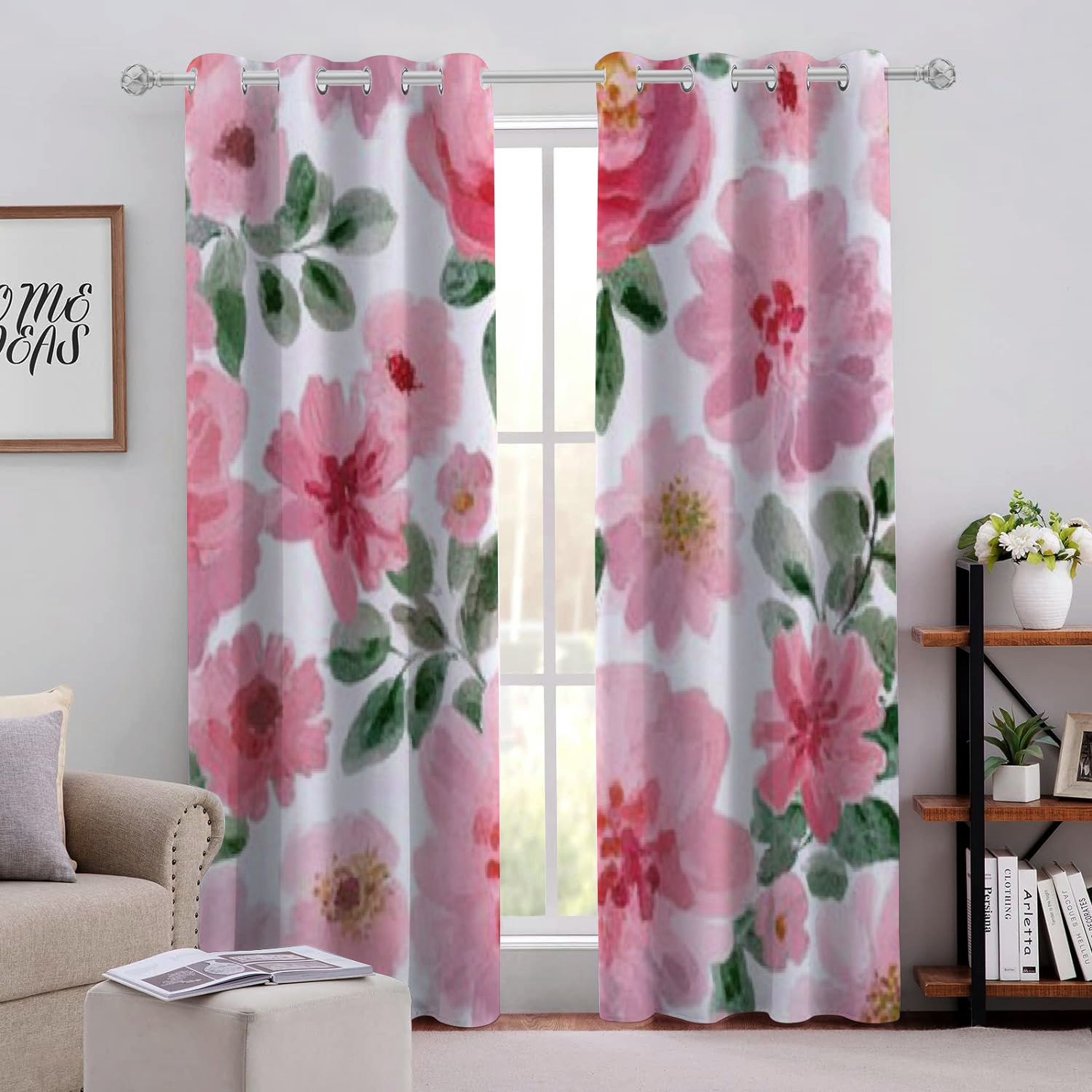 Flowers Perforated Light Blocking Curtains 2Pack for Ultimate
