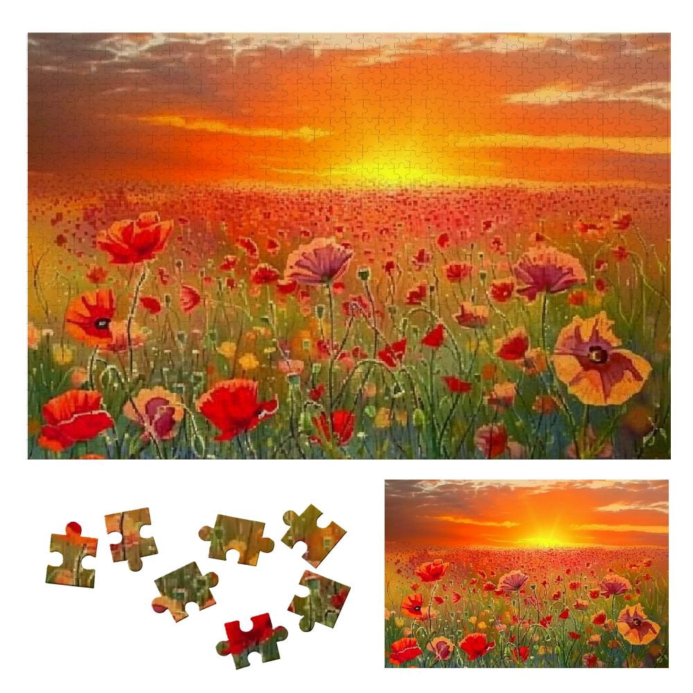 ONETECH Flowers, Sunset Wooden Jigsaw Puzzle for Adults and Kids, Gift ...