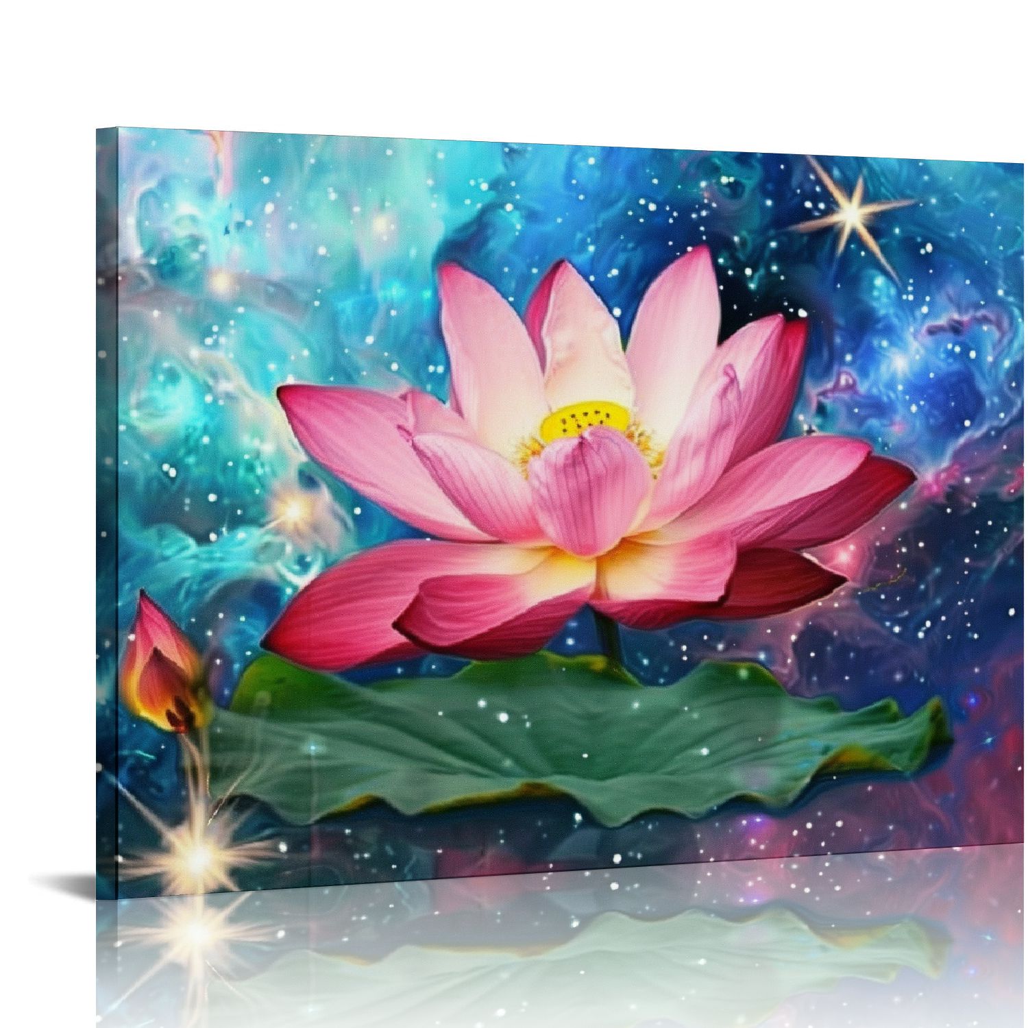ONETECH Flowers Wall Art Blooming Lotus Water Lily Picture Elegant Pink ...