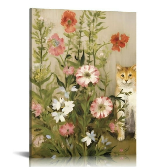 ONETECH Flowers Wall Art Pink White Floral Canvas Pictures Elegant Blossom Wall Decor Modern Flower Bedroom Living Room Wall Decoration Vintage Canvas Prints Flower Canvas Wall Hangings