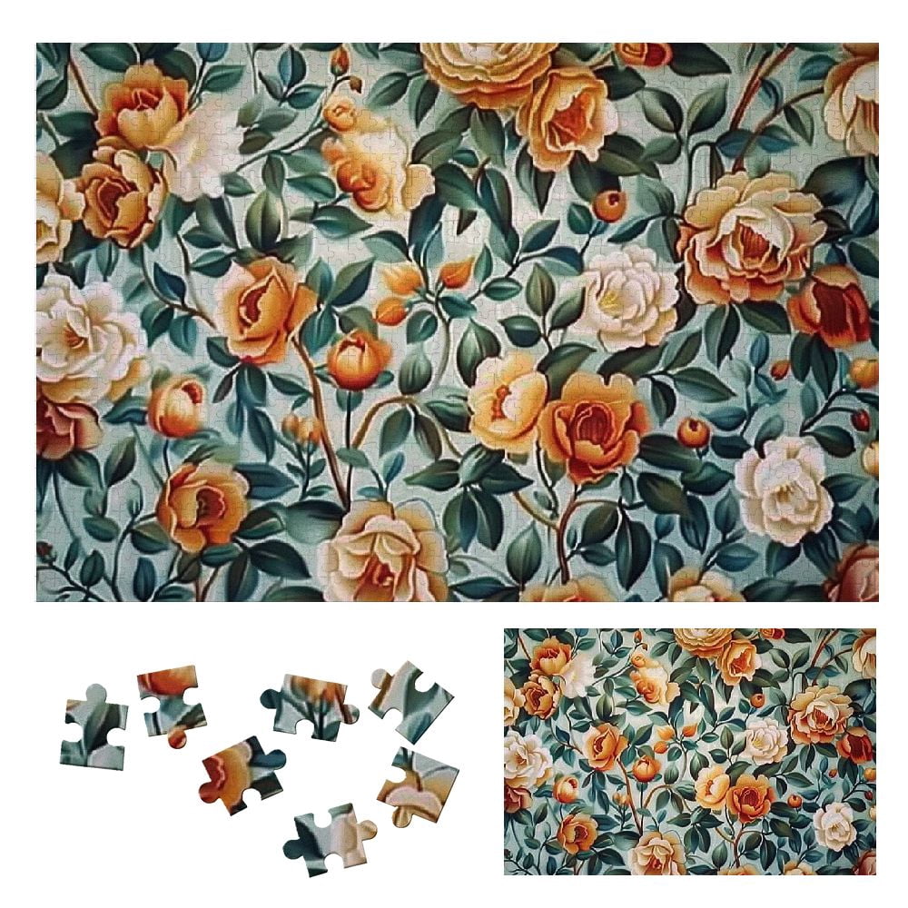 ONETECH Flowers Wallpaper Aestheticism Wooden Jigsaw Puzzle Challenging ...