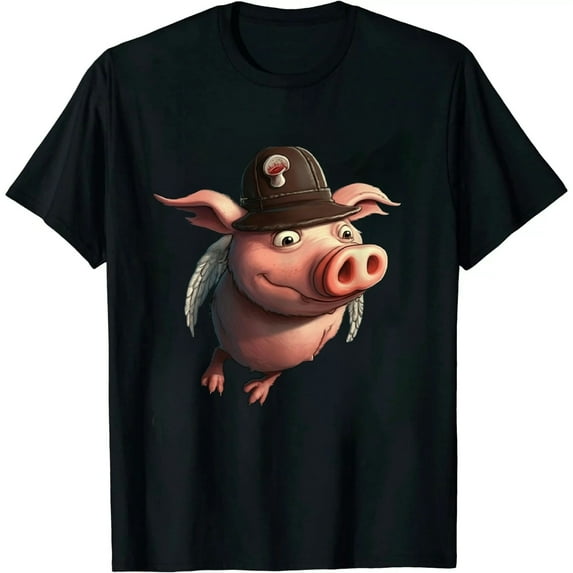 ONETECH Flying Pig. Quirky, hand-drawn and painted art. T-Shirt