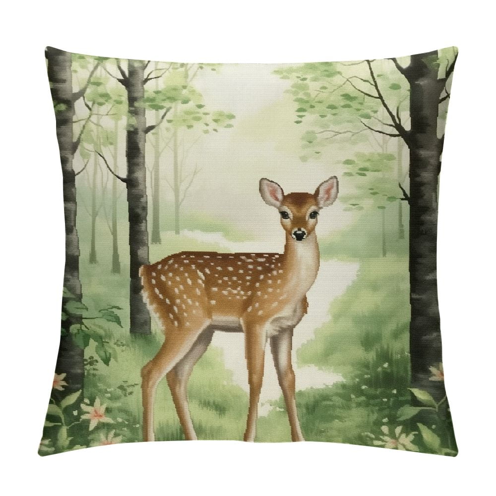 Forest Animals Pillow Covers Deer Fox Rabbit Bear Decorative