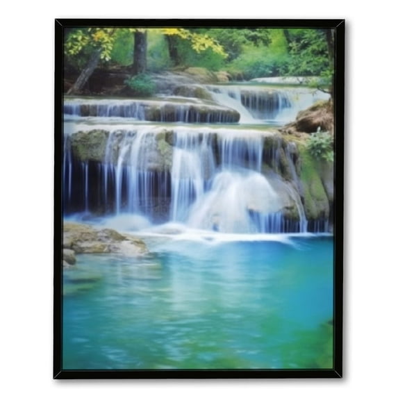 ONETECH Forest Waterfall Water Canvas Wall Art Modern Prints Artwork Posters Wall Painting Home Decor 12x16 Inch Framed 16\x20\