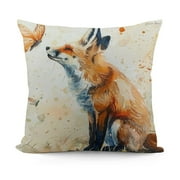 ONETECH Fox Throw Pillow Covers, Vintage Watercolor Butterfly Fox Throw Pillow Couch Pillow Covers, Pillow Decorative for Sofa Home Living Room Bedroom