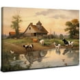 thumbnail image 1 of ONETECH Framed American Farm Canvas Wall Art Retro Country Cows Farmhouse Barn Landscape Watercolor Painting Picture Wall Decor Poster Print Artwork for Living Room 20x16inch, 1 of 6