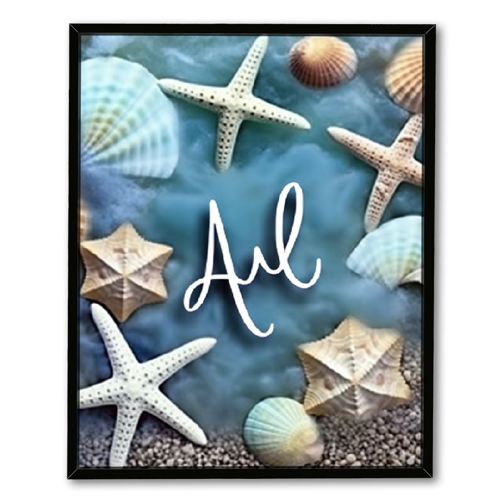 ONETECH Framed Beach Canvas Wall Art Blue Ocean Picture Coastal ...
