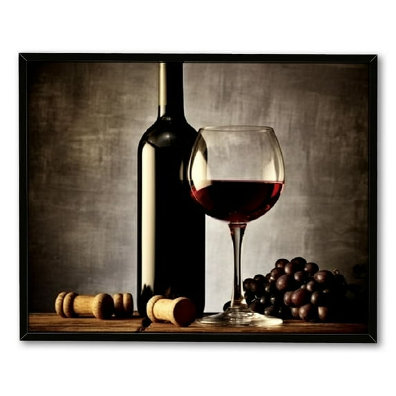 ONETECH  Framed Canvas Wall Art Red Wine Cups Modern Abstract Canvas Prints Artwork Contemporary Vintage Pictures for kitchen Wall decorations Bar Interior Decor