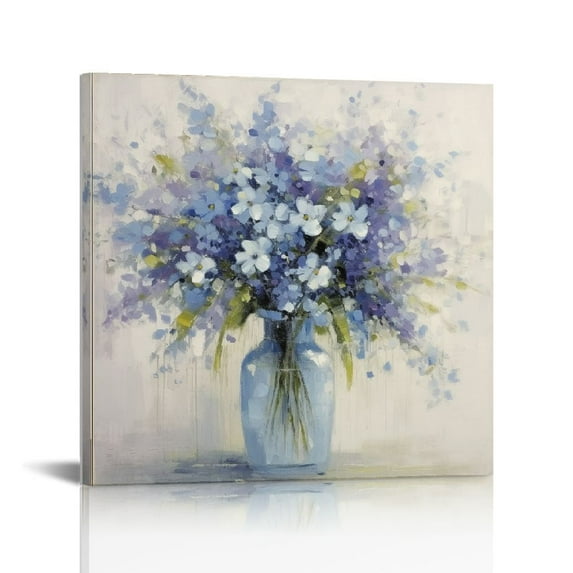 ONETECH Framed Flower Canvas Wall Art: Bedroom Living Room Large Floral Picture Rustic Wildflower Painting Modern Botanical Print Home Office Abstract Blossom Bouquet in Vase Artwork Decor