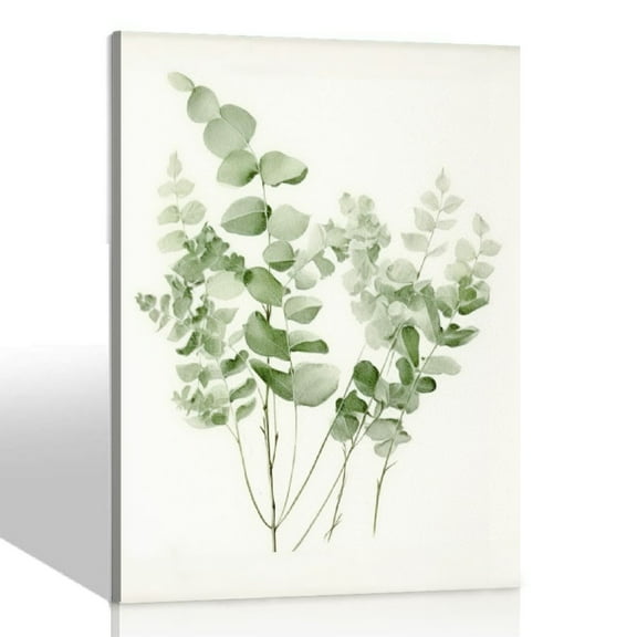 ONETECH Framed Plant Wall Art Picture: Modern Bedroom Leaf Print Decor Boho Bathroom Living Room Sage Green Eucalyptus Painting Small Vertical Minimalist Nature Botanical Artwork