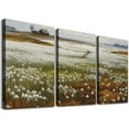 thumbnail image 1 of ONETECH  Framed Vintage Wall Art Prints, Retro Countryside Flower Field Nature Wilderness Canvas Painting Farmhouse Decor Wall Art, Rustic Landscape Wall Decor for Bathroom,12''x16''X3 Panel, 1 of 4