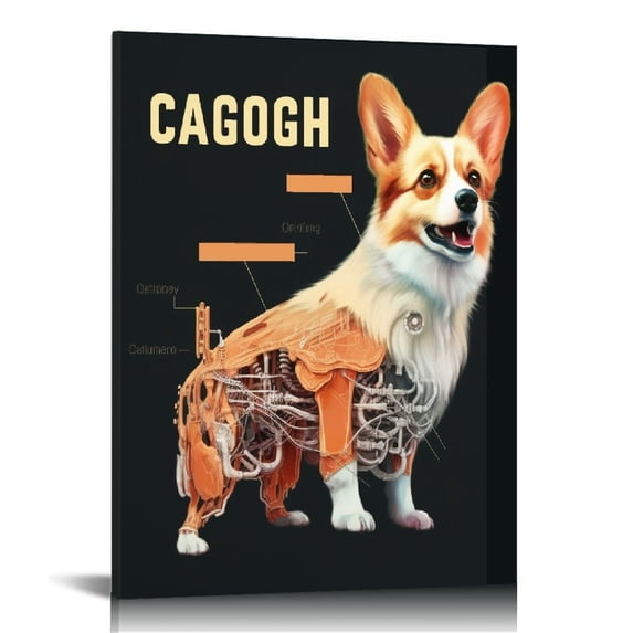 ONETECH Funny Anatomy of A Corgi Canvas Wall Art Prints Dog Themed Art Decor for Home Bedroom Living Room Bedroom Dorm Decor,Dog Lover Corgi Owners Girls Women Gifts,