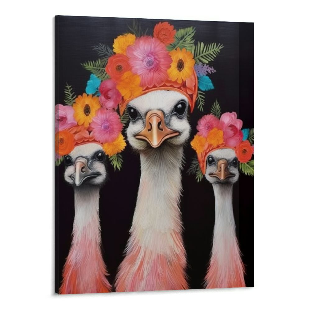 Funny Animal Wall Art Canvas Prints Lovely Ostriches Family