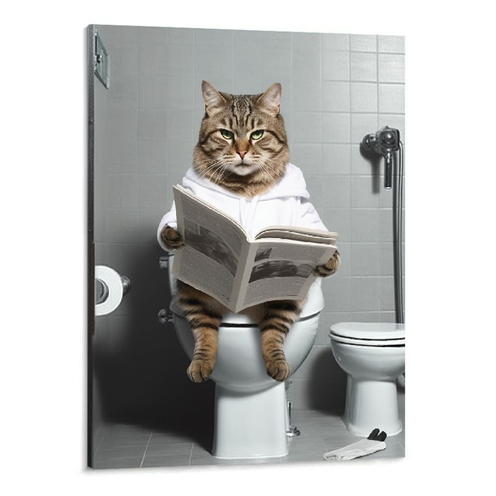 Funny Cat Bathroom Decor Wall Art Cute Cat Art Pictures Wall
