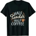 thumbnail image 1 of ONETECH Funny Coffee Half Teacher Half Coffee School Graphic T-Shirt, 1 of 3