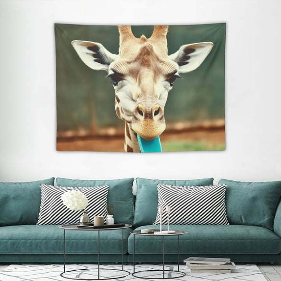 ONETECH Funny Giraffe Face Tapestries Giraffe Chewing Grass Wild Animal Tapestry for Bedroom Aesthetic Home Decor Living Room Boys Girls Playroom Backdrop Wall Tapestry