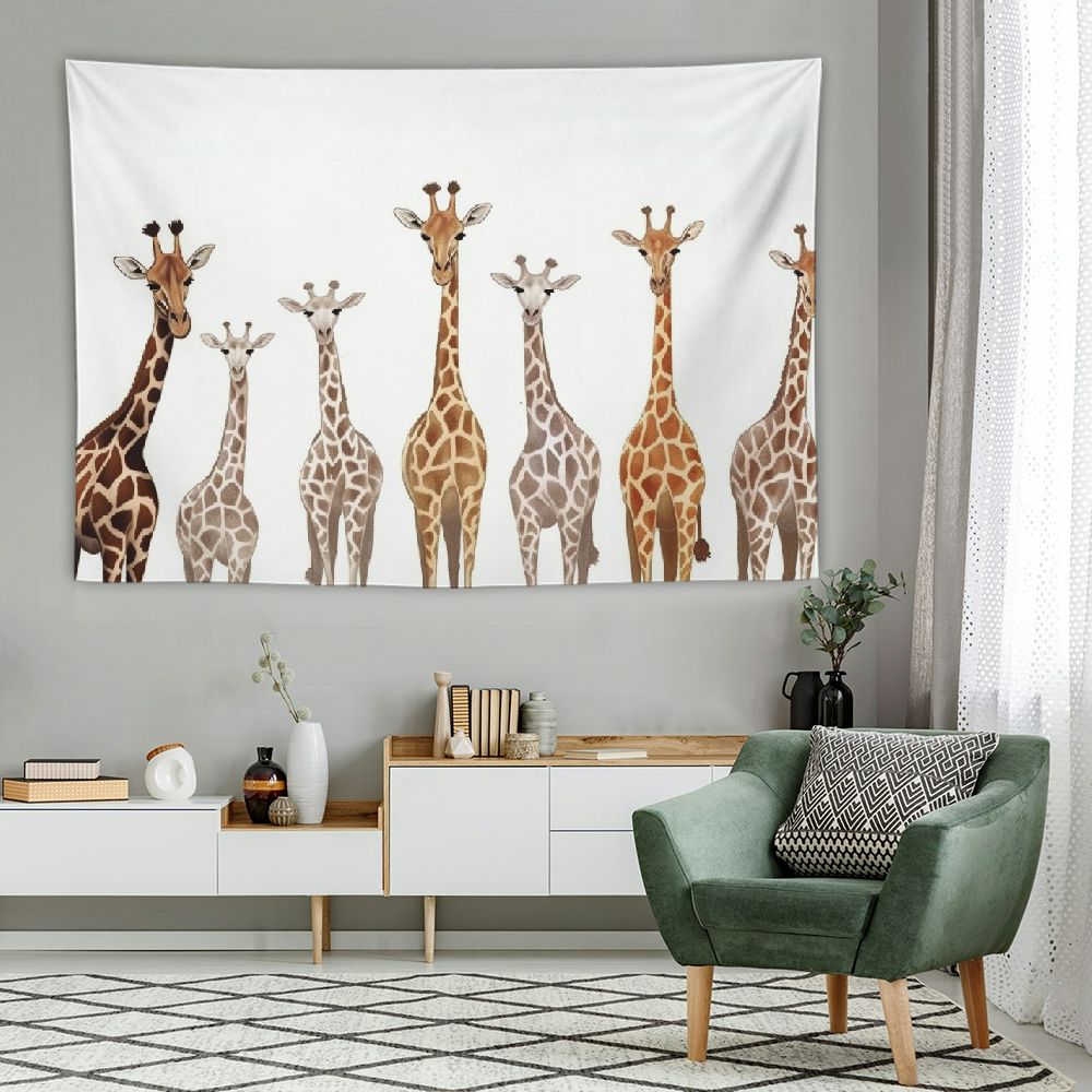 Funny Giraffe Family Tapestries Large Wall Hanging Cute African